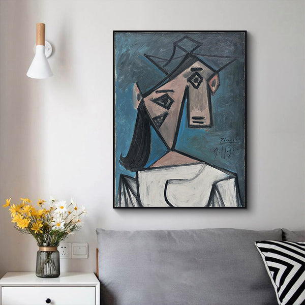 Wall Art 50Cmx70cm Head Of Woman By Pablo Picasso Black Frame Canvas
