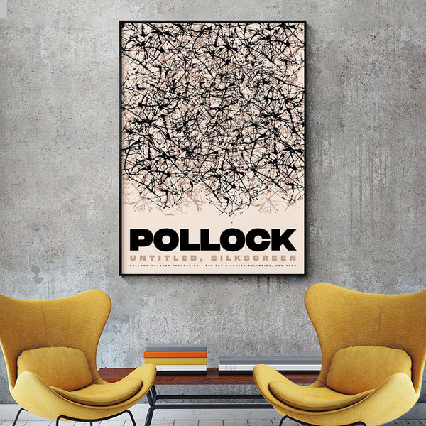 Wall Art 60Cmx90cm Jackson Pollock Exhibition Ii Black Frame Canvas