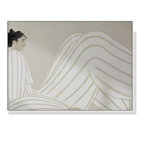 Wall Art 50Cmx70cm Abstract Lady White Frame Canvas