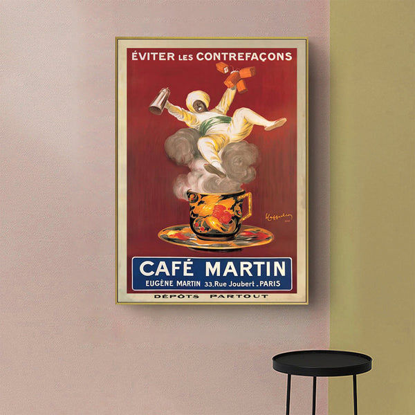 Wall Art 50Cmx70cm Cafe Martin Gold Frame Canvas