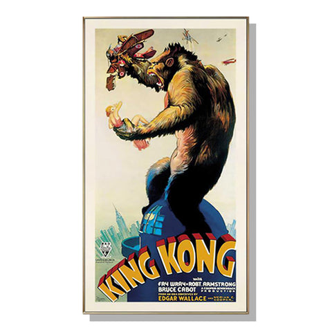Wall Art 50Cmx100cm King Kong 1933 Gold Frame Canvas