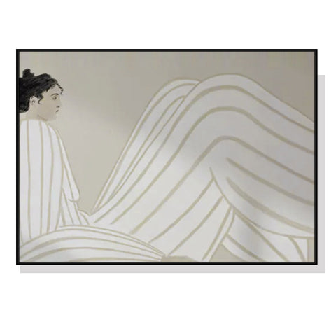 Wall Art 50Cmx70cm Abstract Lady Black Frame Canvas