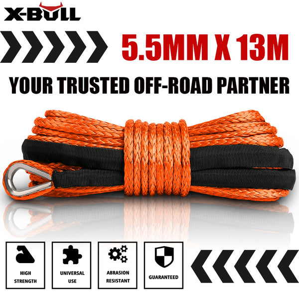 X-Bull 12V Electric Winch 4500Lb Boat Trailer Steel Cable With 5.5Mx13m Synthetic Rope Orange