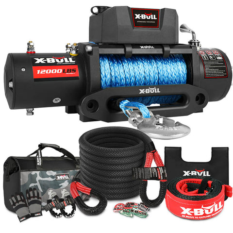 X-Bull 4Wd Recovery Kit Kinetic Rope With Winch 12000Lbs Electric 12V 4X4 Offroad