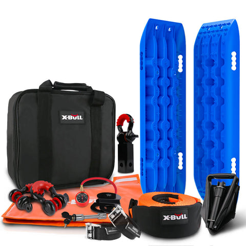 X-Bull Winch Recovery Kit With Tracks Gen 2.0 Blue Boards Snatch Strap Off Road 4Wd