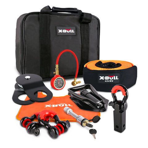 X-Bull Winch Recovery Kit Snatch Strap Off Road 4Wd With Tracks Gen 2.0 Boards Red