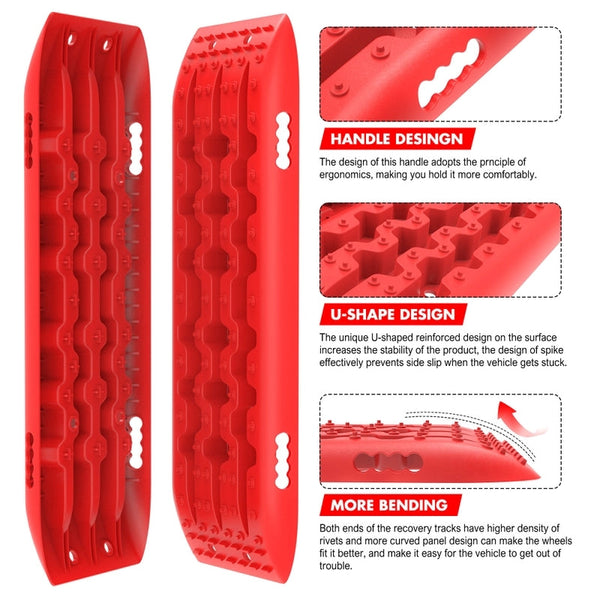 X-Bull Recovery Tracks 10T Sand Mud Snow 2 Pairs Offroad 4Wd 4X4 2Pc 91Cm Gen 2.0 Red