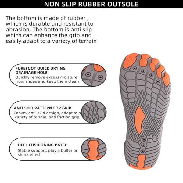 Men Women Water Shoes Barefoot Quick Dry Aqua Sports - Grey Size Eu42 = Us8