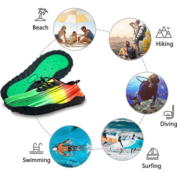 Water Shoes For Men And Women Soft Breathable Slip-On Aqua Socks Swim Beach Pool Surf Yoga (Green Size Us 10.5)
