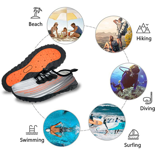 Water Shoes For Men And Women Soft Breathable Slip-On Aqua Socks Swim Beach Pool Surf Yoga (Grey Size Us 9.5)
