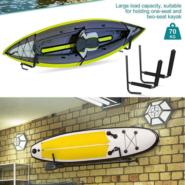 2Pcs Kayak Wall Rack Carrier Canoe Paddle Surfboard Holder Mount Shelf