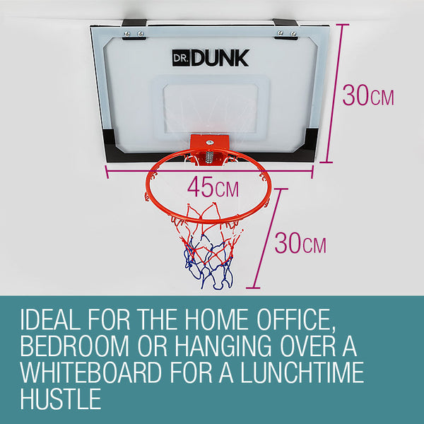 Dr.Dunk Indoor Mini Basketball Hoop Ring Backboard Kit Door Mounted Kid Set