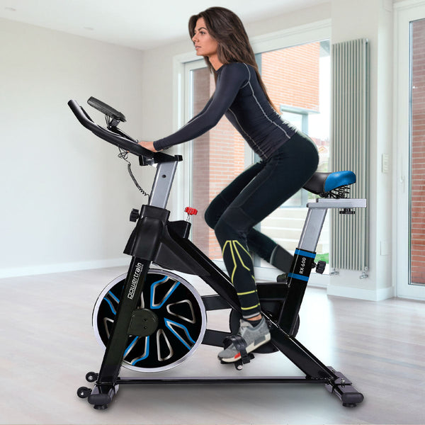 Powertrain Rx-600 Exercise Spin Bike Cardio Cycle Blue