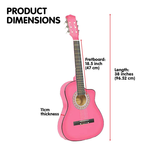 Karrera 38In Cutaway Acoustic Guitar With Bag - Pink