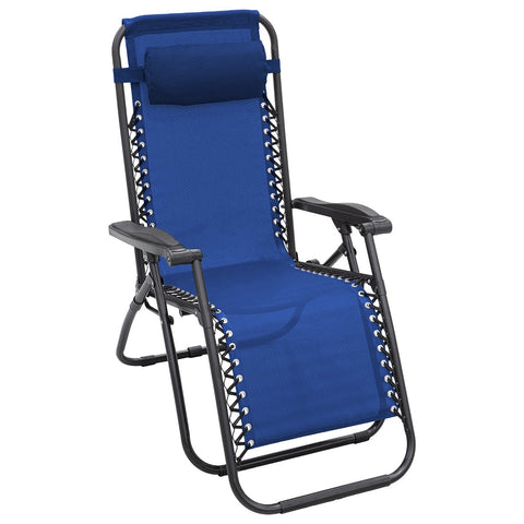 Wallaroo Gravity Reclining Deck Lounge Sun Beach Chair Outdoor Folding Camping - Grey