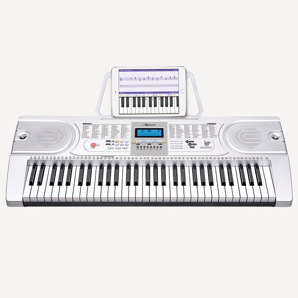 Karrera 61 Keys Electronic Keyboard Piano With Stand - Silver
