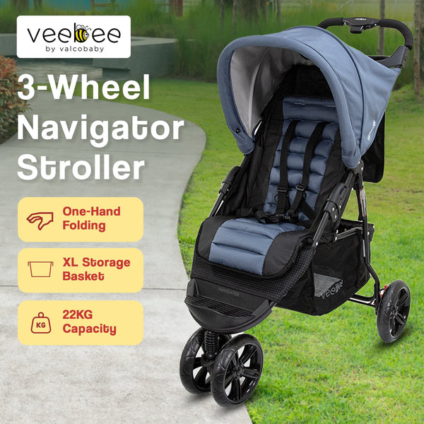 Veebee Navigator Stroller 3-Wheel Pram For Newborns To Toddlers Glacier