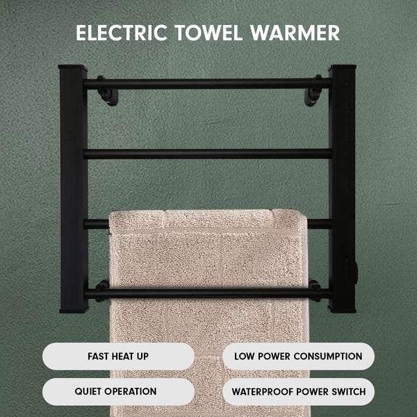 Pronti Heated Towel Rack Electric Bathroom Rails Warmer Ev-60 -Black