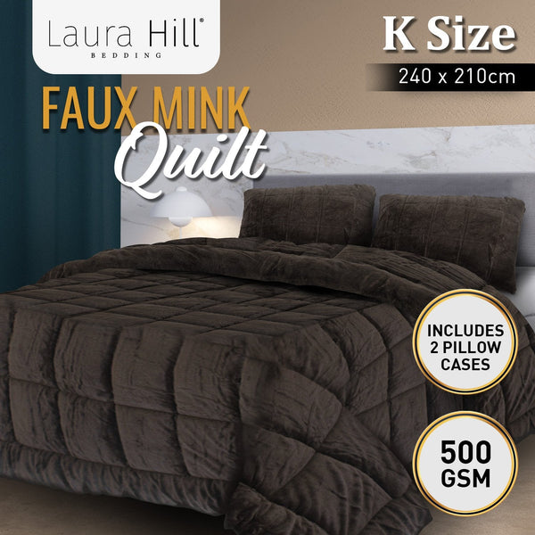Laura Hill 500Gsm Faux Mink Quilt Comforter - King