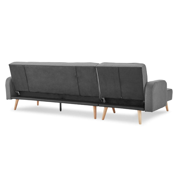Sarantino 3-Seater Corner Sofa Bed With Chaise Lounge Dark Grey