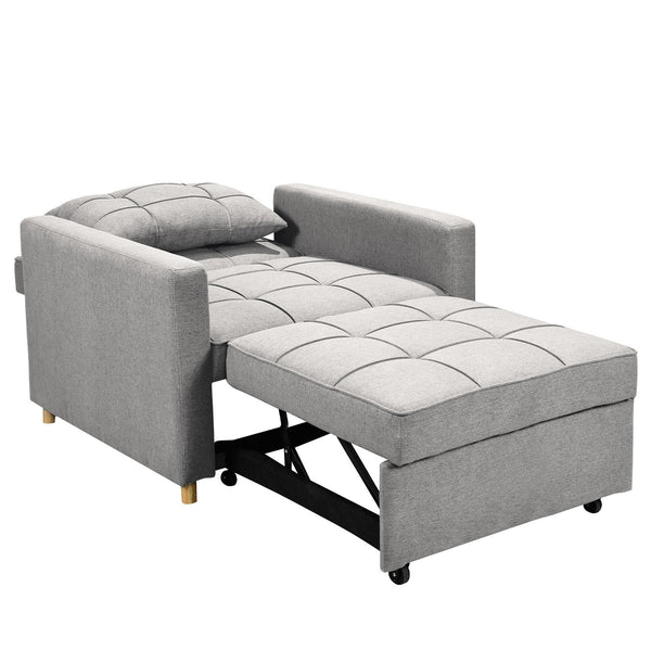 Sarantino Suri 3-In-1 Convertible Sofa Chair Bed Lounger Light Grey