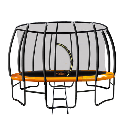 Kahuna 12Ft Trampoline Free Ladder Spring Mat Net Safety Pad Cover Round Enclosure - Orange