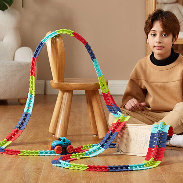 Changeable Track In The Dark With Led Light-Up Race Car Flexible Toy 138