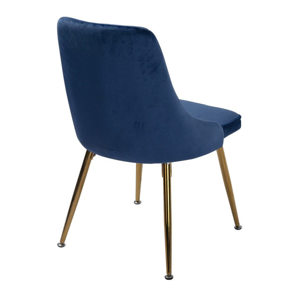 Viva Forever Set Of 2 Blue Velvet Dining Chairs Art Deco Design With Gold Metal Legs