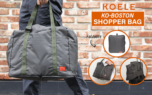Koele Khaki Shopper Bag Travel Duffle Foldable Laptop Luggage Ko-Boston