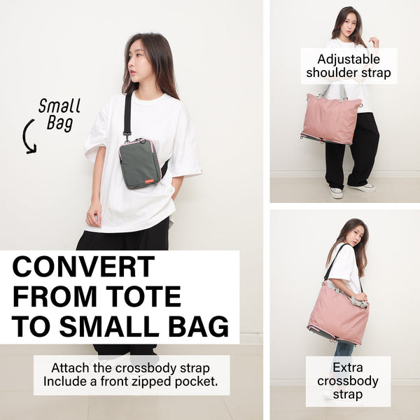 Koele Pink Shopper Bag Tote Foldable Travel Laptop Grocery Ko-Dual