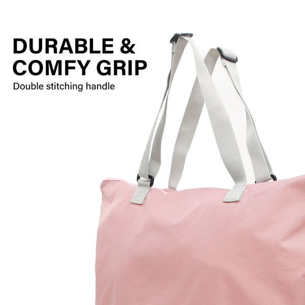 Koele Pink Shopper Bag Tote Foldable Travel Laptop Grocery Ko-Dual