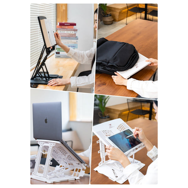 Pelican Stand White Adjustable Laptop Holder Foldable Tablet Book Pc Desk