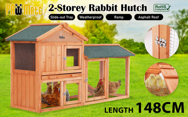 Paw Mate 148 X 44 84.5Cm Rabbit Hutch Chicken Coop 2 Storey Pet Cage Run