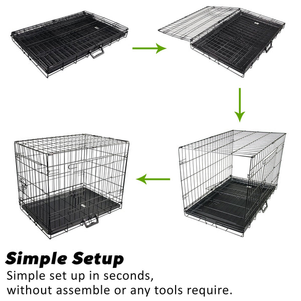 Paw Mate Wire Dog Cage Foldable Crate Kennel 30In With Tray + Cushion Combo