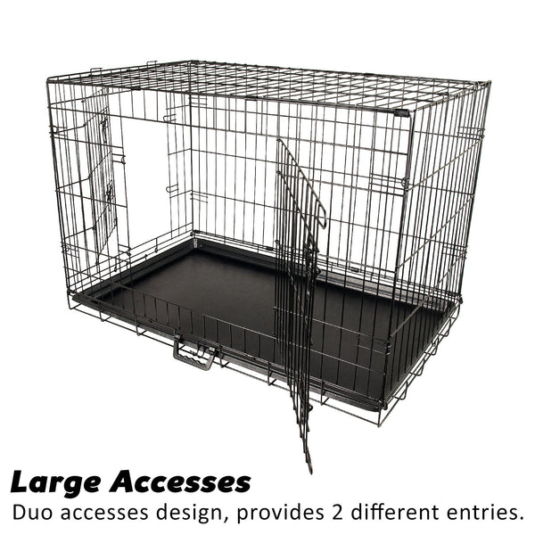Paw Mate Wire Dog Cage Crate 24In With Tray + Cushion Blue Cover Combo