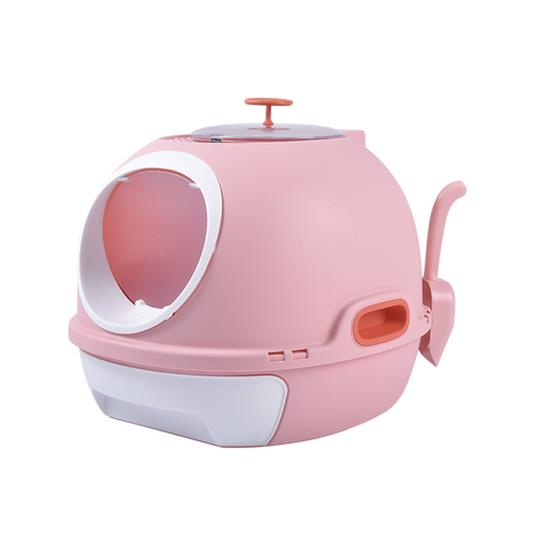 Yes4pets Hooded Cat Toilet Litter Box Tray House With Drawer & Scoop Pink