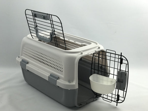 Yes4pets Small Dog Cat Rabbit Crate Pet Kitten Carrier Parrot Cage Grey
