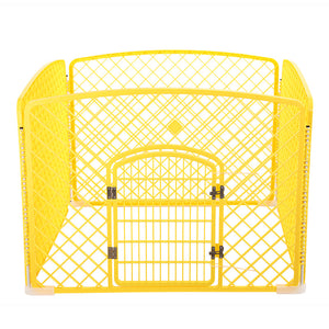 Yes4pets Panel Plastic Pet Pen Foldable Fence Dog Enclosure With Gate Yellow