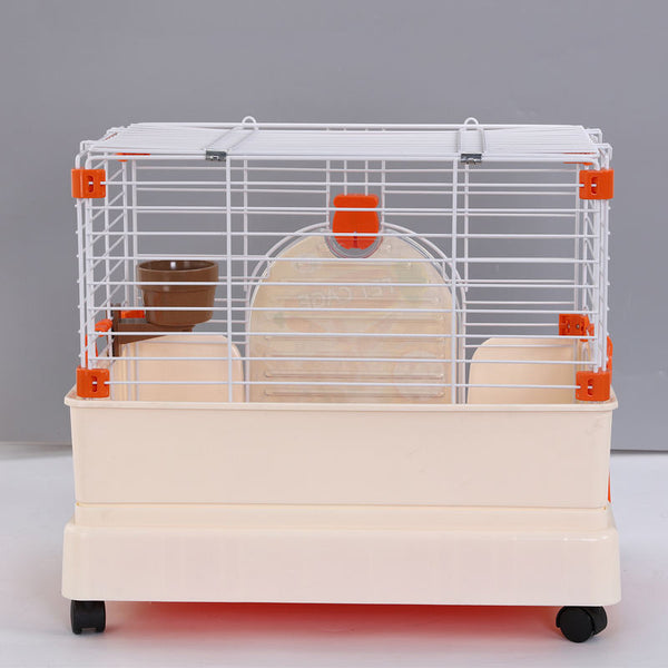 Yes4pets Small Orange Pet Rabbit Cage Guinea Pig Crate Kennel With Potty Tray And Wheel