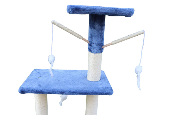 138Cm Cat Scratching Post Tree House Tower With Ladder-Blue