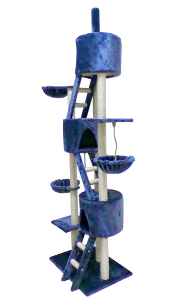 Yes4pets 244 Cm Xl Multi Level Cat Scratching Post Tree Scratcher Pole- Blue