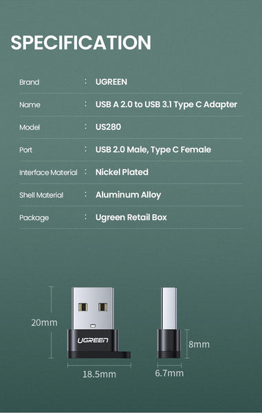 50568 Usb-C 3.1 Female To Usb-A 2.0 Male Adapter