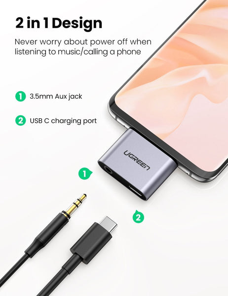 70312 2-In-1 Usb C To And 3.5Mm Adapter