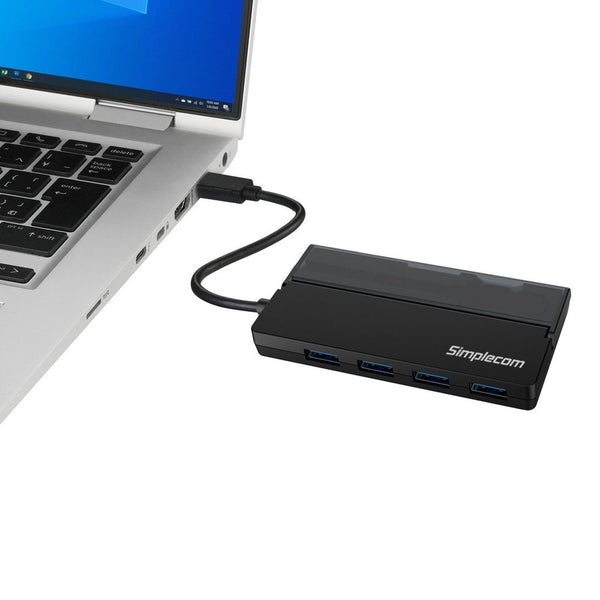 Simplecom Ch330 Portable Usb-C To 4 Usb-A Hub 3.2 Gen1 With Cable Storage