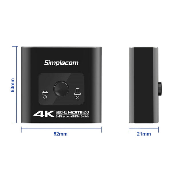 Simplecom Cm302 Bi-Directional Way Hdmi 2.0 Switch Selector 4K@60Hz Hdcp 2.2