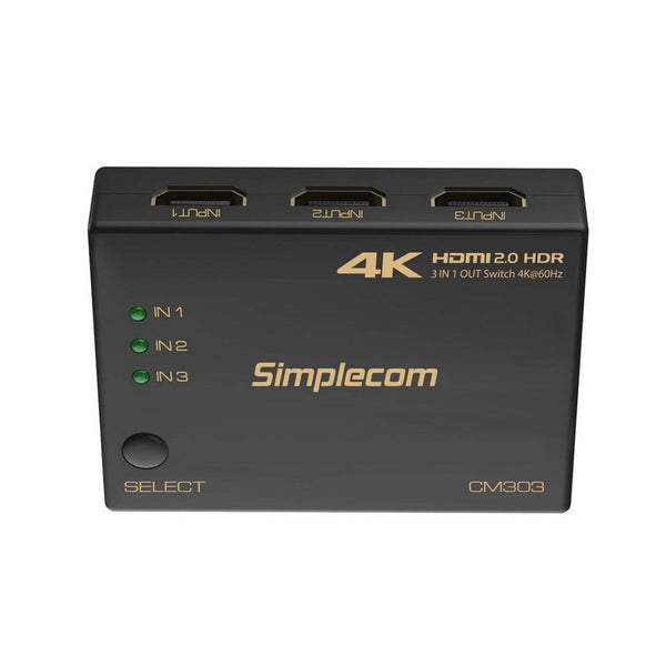 Simplecom Cm303 Ultra Hd Way Hdmi Switch In 1 Out Splitter 4K@60Hz