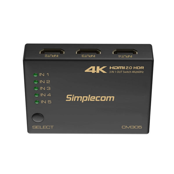 Simplecom Cm305 Ultra Hd Way Hdmi Switch In 1 Out Splitter 4K@60Hz