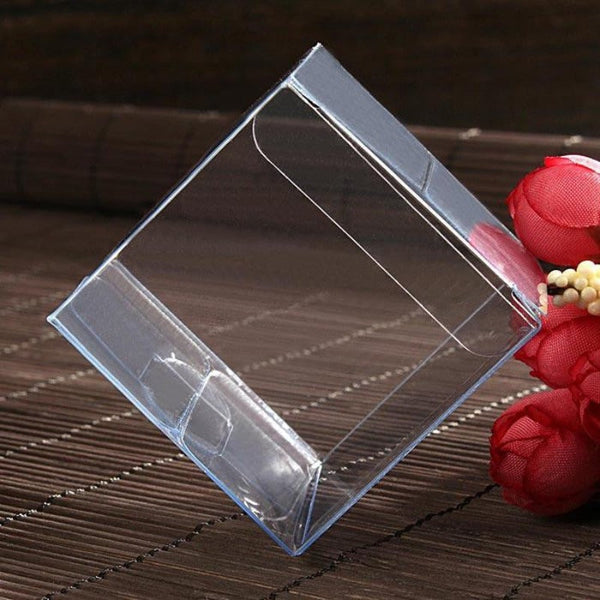 10 Pack Of 5Cm Clear Pvc Plastic Folding Packaging Small Rectangle/Square Boxes For Wedding Jewelry Gift Party Favor Model Candy Chocolate Soap