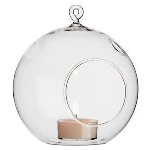 10 X Hanging Clear Glass Ball Tealight Candle Holder - 10Cm Diameter / High Wedding Globe Decoration Terrarium Succulent Plant Mini Garden Craft Gift