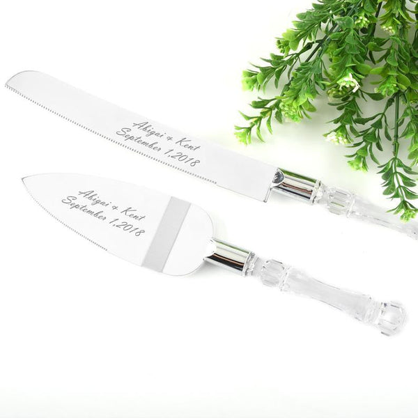 Cutting Cake Knife And Silver Blade Server Set Wedding Anniversary Engagement Birthday Party Gift Boxed